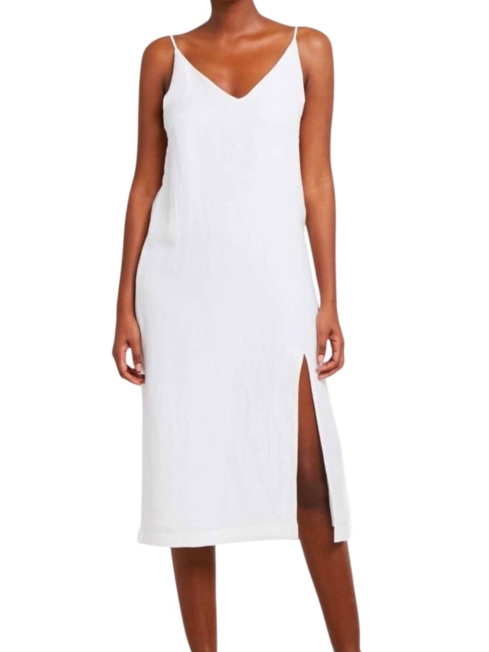 Seafolly Linen Slip Midi Dress in White Size M